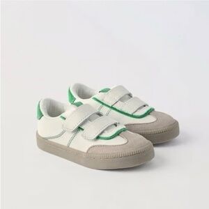 Zara kids, green, leather sneakers with straps, 9.5 (6.4 inches)